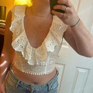 White Eyelet Crop Top